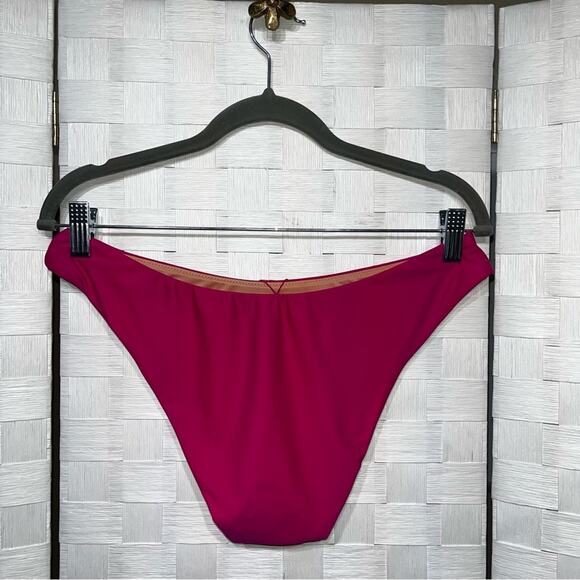 J. Crew Women's Cheeky Bikini Swim Bottom Size S Hot Pink Curved Waist Mid UPF - Picture 9 of 11